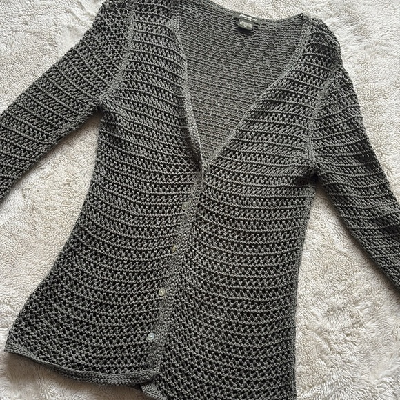 Eddie Bauer Crochet Knit Button-Up Top | Boho Coastal Grandma Core Size Medium - Picture 3 of 6